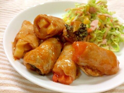 3色野菜の肉巻き★ケチャップあん